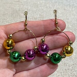 Mardi Gras Beaded Hoop Earrings.